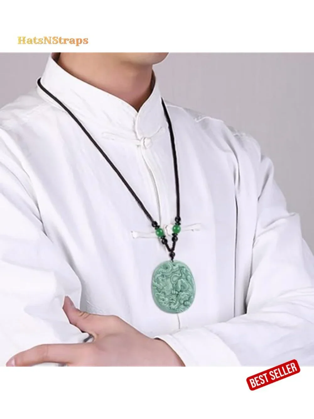 Natural Jade Hand-Carved Dragon Tiger Pendant Necklace Men Women Gift